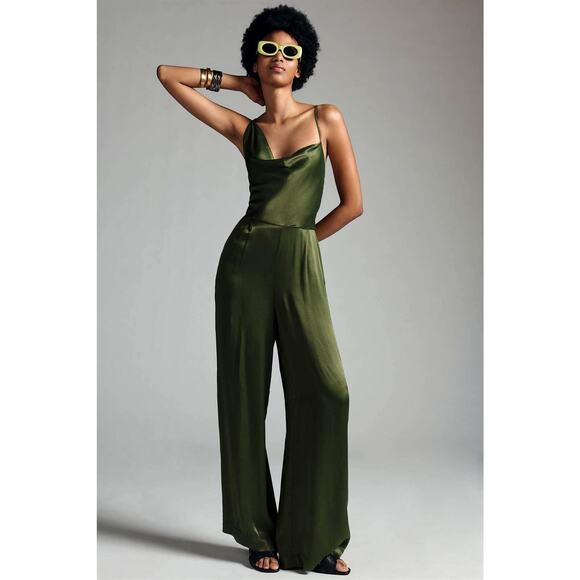 Anthropologie Wide Leg Silky Jumpsuit - Size 10 New - Picture 1 of 5